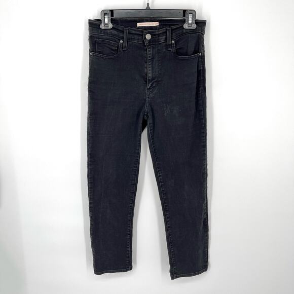 Levi’s 724 Women's High Rise Straight Leg Crop Jeans Size 28 Black Stretch - Picture 1 of 10